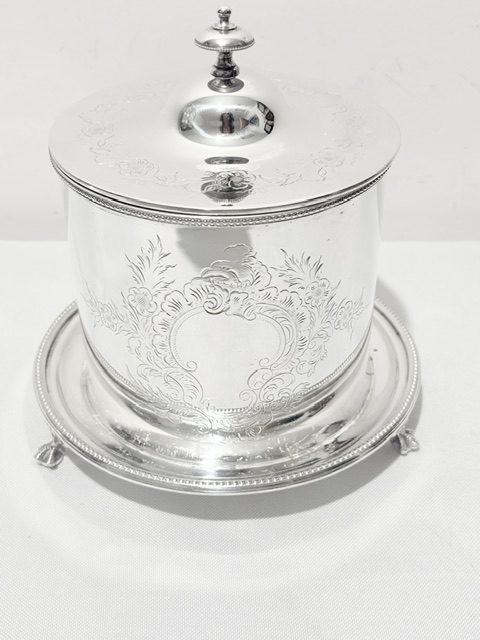 Antique Silver Plated Hinged Lid Biscuit Box