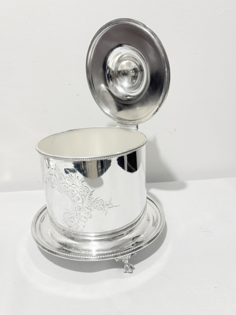 Antique Silver Plated Hinged Lid Biscuit Box