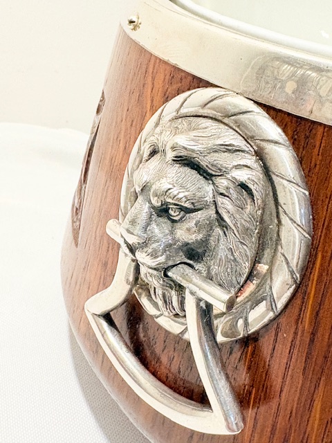 Antique Silver Plated and Oak Salad Bowl