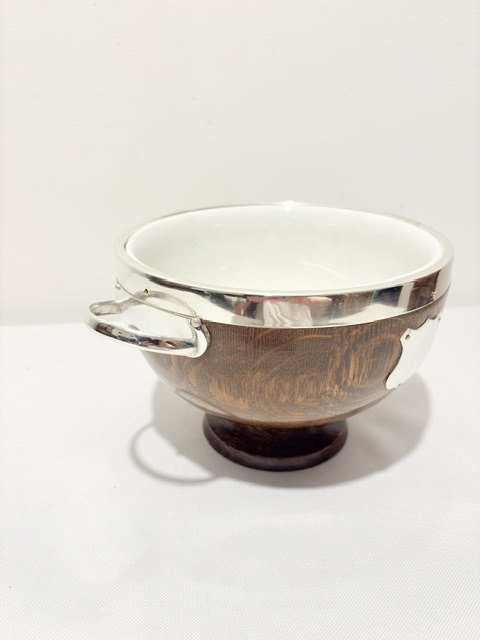 Vintage Small Oak and Silver Plated Bowl
