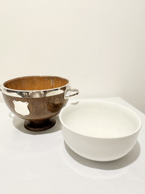 Vintage Small Oak and Silver Plated Bowl
