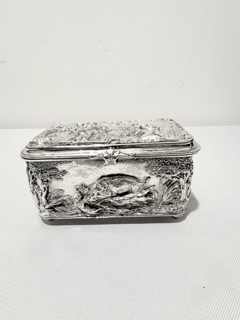 Electro Form Antique Silver Plated Box Decorated with Relief Work