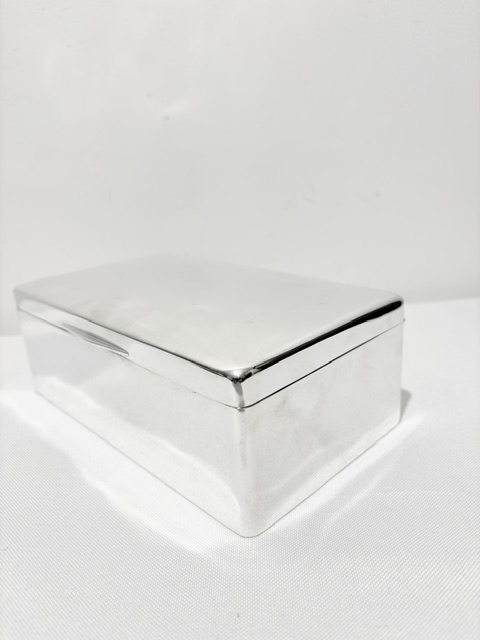 Large Antique Silver Plated Rectangular Cigar Box Large Antique Silver Plated Rectangular Cigar Box