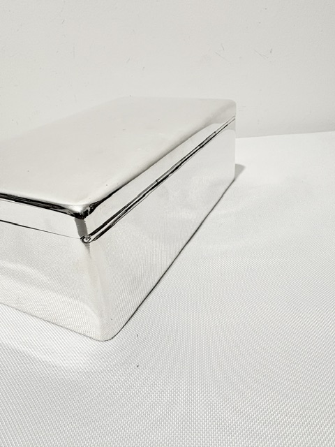 Large Antique Silver Plated Rectangular Cigar Box Large Antique Silver Plated Rectangular Cigar Box