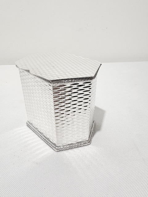 Smart Hexagonal Antique Silver Plated Tea Caddy Smart Hexagonal Antique Silver Plated Tea Caddy