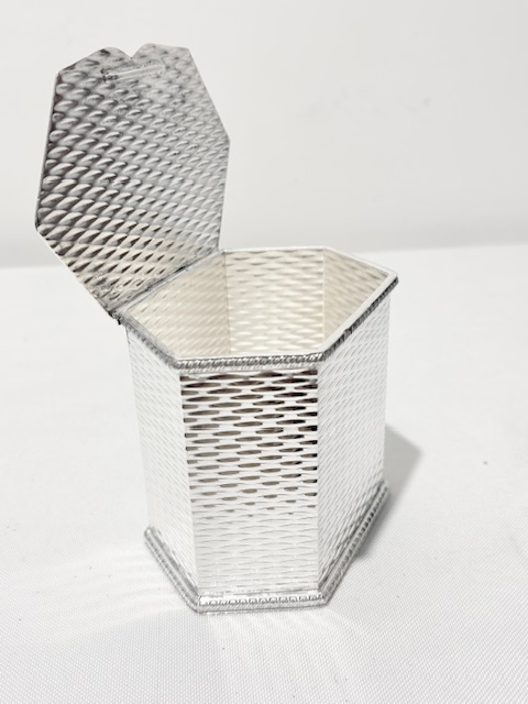 Smart Hexagonal Antique Silver Plated Tea Caddy Smart Hexagonal Antique Silver Plated Tea Caddy
