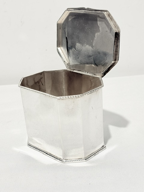 Antique Octagonal Silver Plated Tea Caddy
