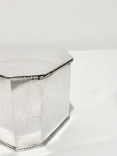 Antique Octagonal Silver Plated Tea Caddy