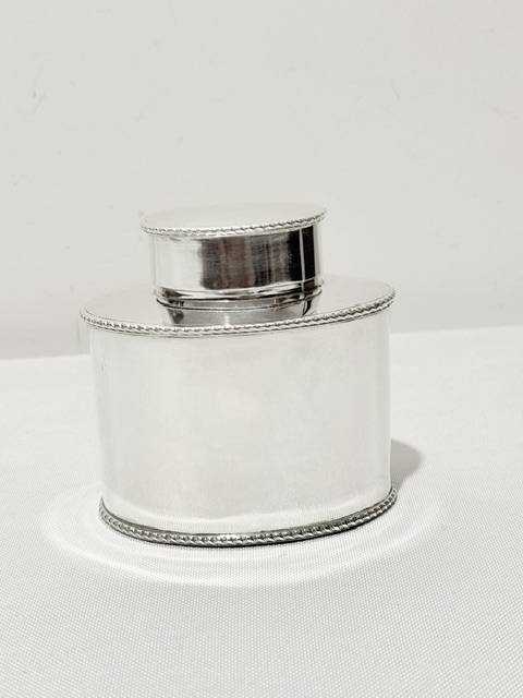 Antique Silver Plated Oval Tea Caddy Cylindrical in Shape (c.1900)