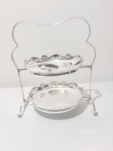 Two Tier Vintage Silver Plated Cake Stand
