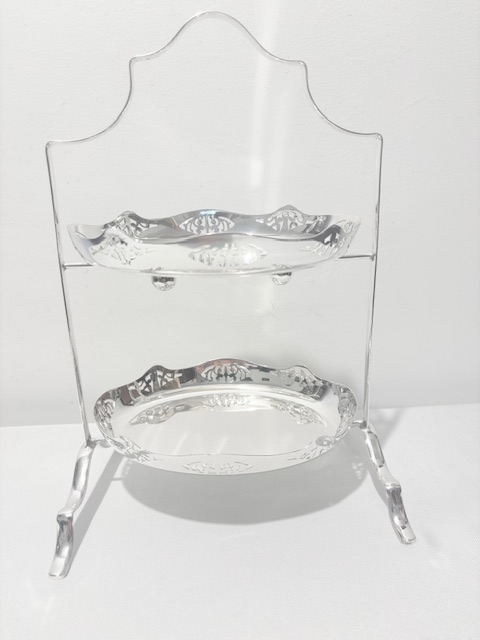 Vintage Silver Plated Cake Stand with Original Oval Dishes