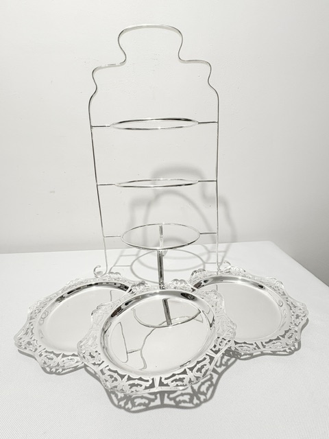 Antique Walker & Hall Silver Plated Three Tier Cake Stand Antique Walker & Hall Silver Plated Three Tier Cake Stand