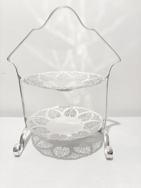 Antique Silver Plated Cake Stand with Widely Pierced Plates