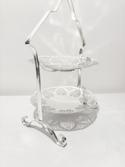 Antique Silver Plated Cake Stand with Widely Pierced Plates