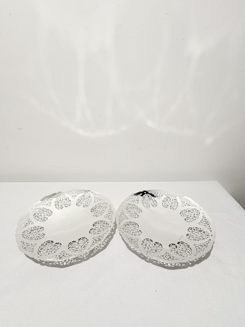 Antique Silver Plated Cake Stand with Widely Pierced Plates