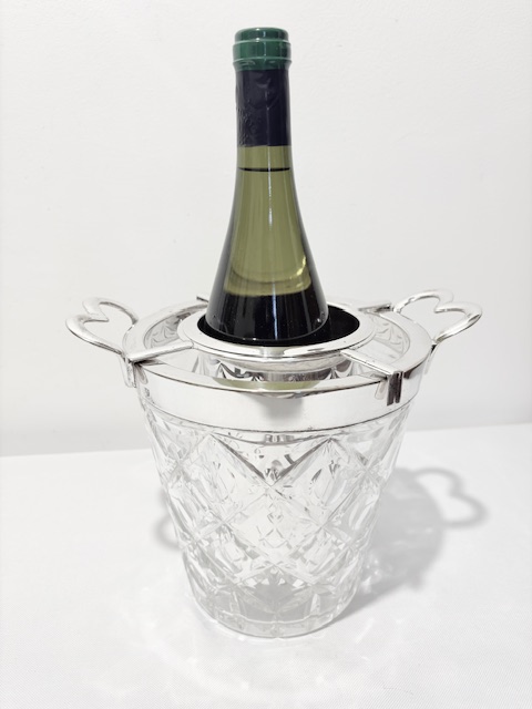 John Grinsell & Sons Silver Plated and Glass Champagne Bucket or Wine Cooler