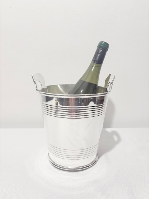 Tab Handled Antique Silver Plated Champagne Bucket or Wine Cooler