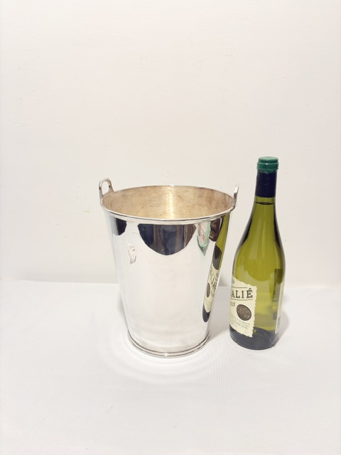 Silver Plated Champagne Bucket or Wine Cooler Cylindrical in Shape with Two Tab Handles