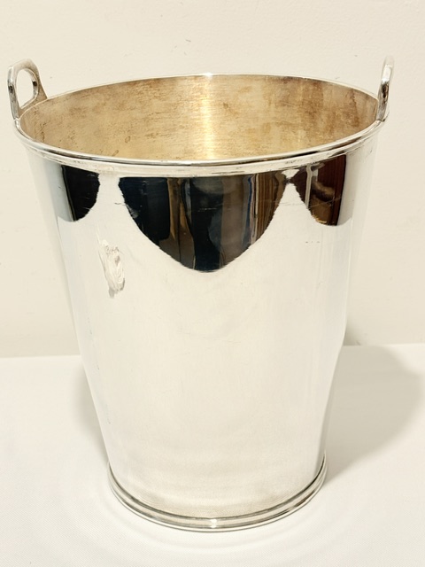 Silver Plated Champagne Bucket or Wine Cooler Cylindrical in Shape with Two Tab Handles