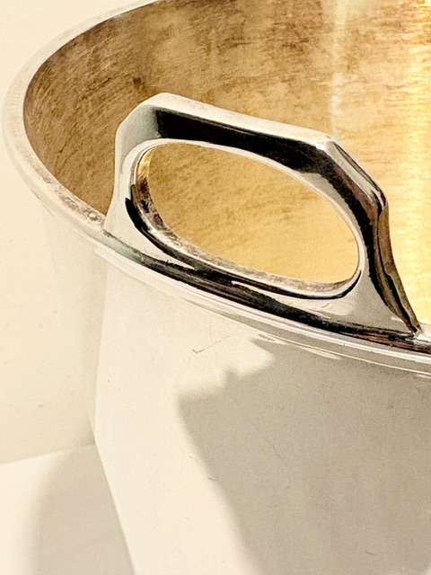 Silver Plated Champagne Bucket or Wine Cooler Cylindrical in Shape with Two Tab Handles
