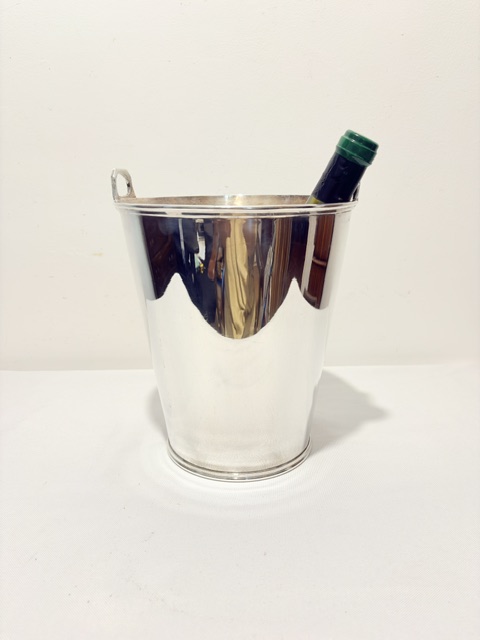 Silver Plated Champagne Bucket or Wine Cooler Cylindrical in Shape with Two Tab Handles