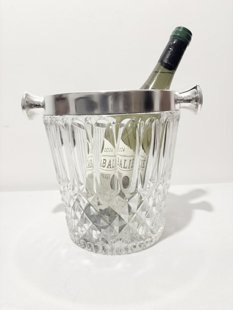 Vintage Silver Plated Mounted and Glass Champagne Bucket or Wine Cooler