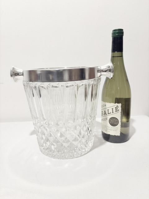 Vintage Silver Plated Mounted and Glass Champagne Bucket or Wine Cooler