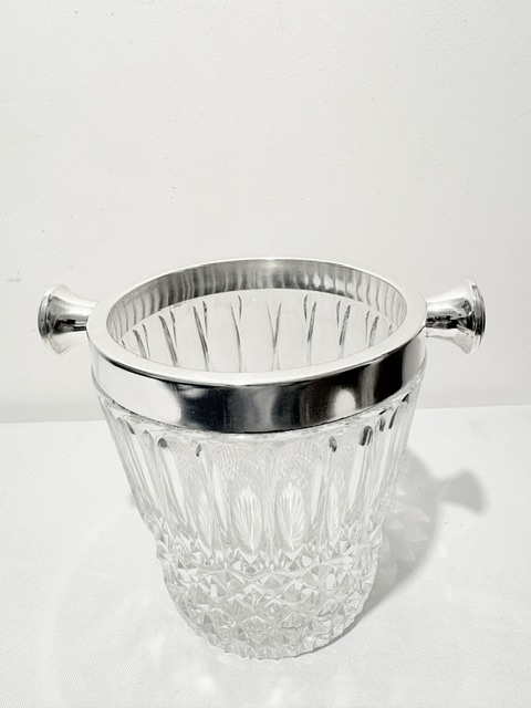 Vintage Silver Plated Mounted and Glass Champagne Bucket or Wine Cooler