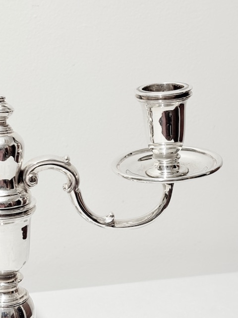 Pair of Antique Silver Plated Candelabra of Small Squat Form