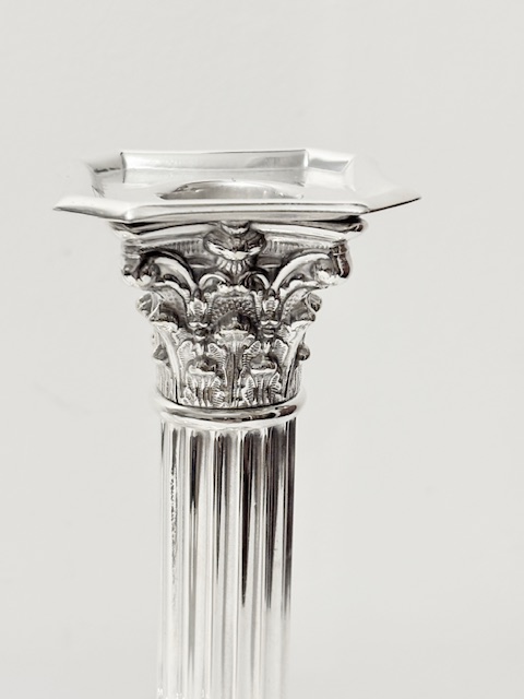 Traditional Pair of Antique Silver Plated Candlesticks Traditional Pair of Antique Silver Plated Candlesticks