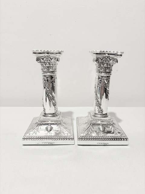 Pair of Antique Walker & Hall Silver Plated Candlesticks
