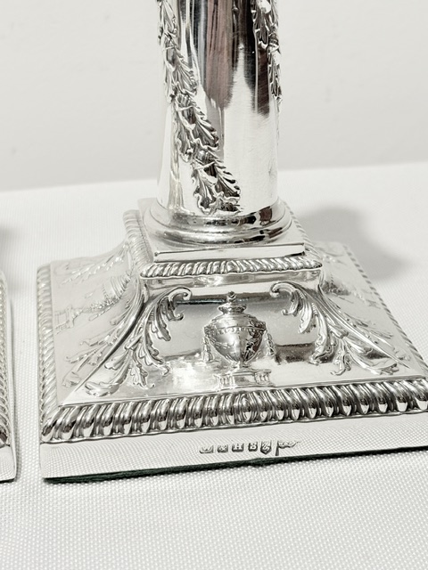 Pair of Antique Walker & Hall Silver Plated Candlesticks