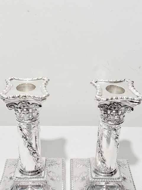 Pair of Antique Walker & Hall Silver Plated Candlesticks