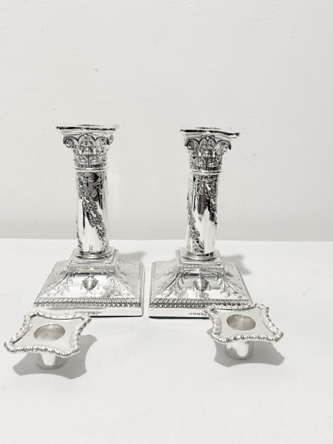 Pair of Antique Walker & Hall Silver Plated Candlesticks