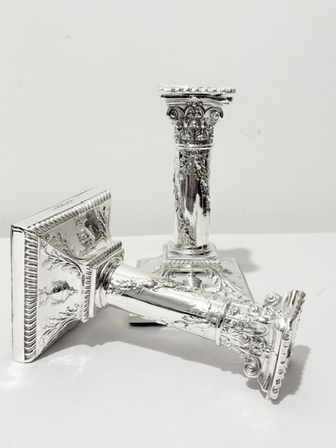 Pair of Antique Walker & Hall Silver Plated Candlesticks