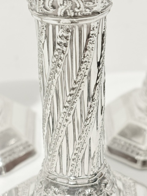 Usual Set of 4 Antique Silver Plated Candlesticks Usual Set of 4 Antique Silver Plated Candlesticks