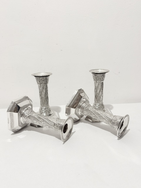 Usual Set of 4 Antique Silver Plated Candlesticks Usual Set of 4 Antique Silver Plated Candlesticks
