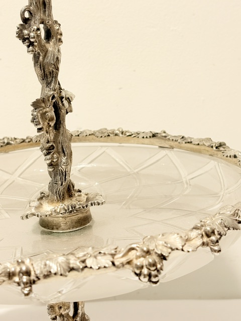 Antique Silver Plated Table Centrepiece with Frosted and Cut Glass Dishes