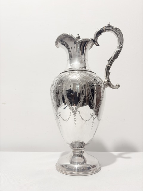 Antique Silver Plated Claret Jug with Side Looped Handle