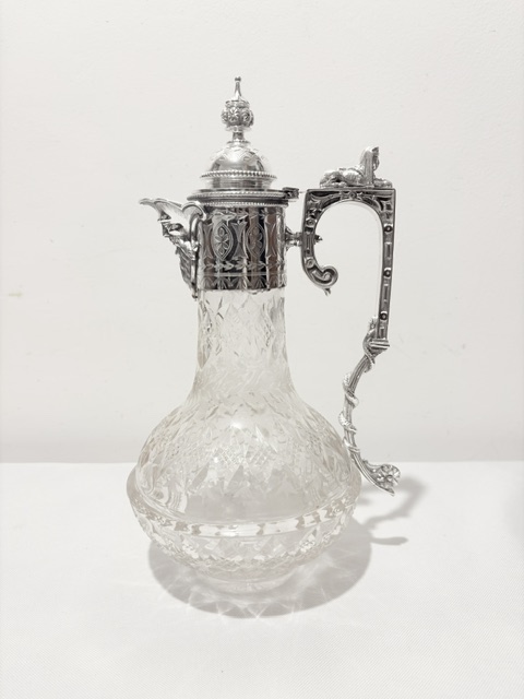 Antique Silver Plated and Cut Class Claret Jug (c.1880)