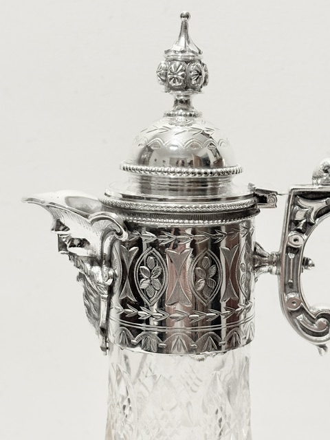Antique Silver Plated and Cut Class Claret Jug
