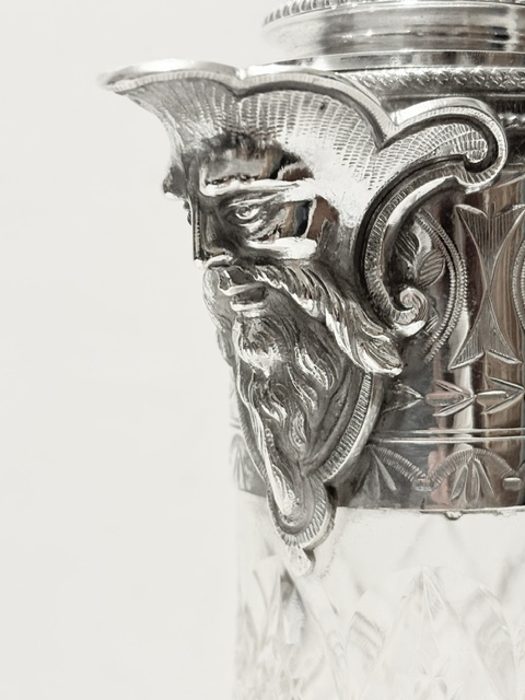 Antique Silver Plated and Cut Class Claret Jug