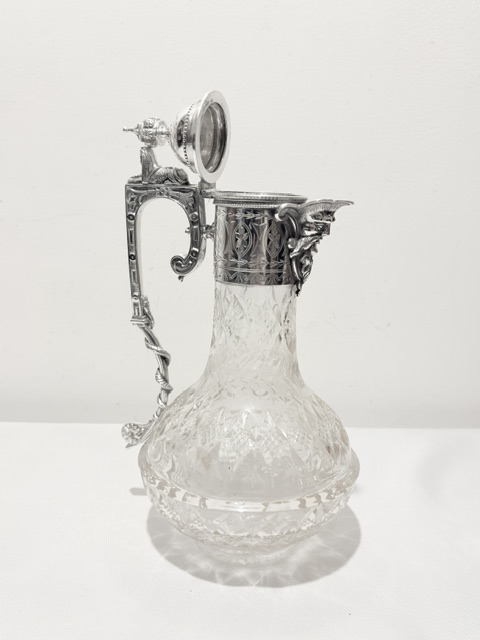 Antique Silver Plated and Cut Class Claret Jug