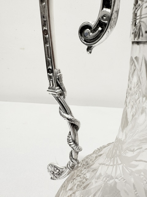 Antique Silver Plated and Cut Class Claret Jug