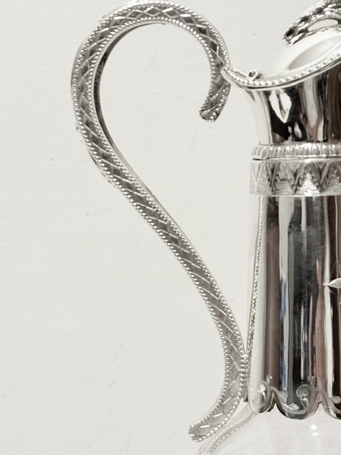 Antique Silver Plated and Etched Glass Claret Jug