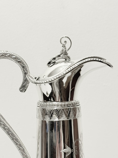 Antique Silver Plated and Etched Glass Claret Jug