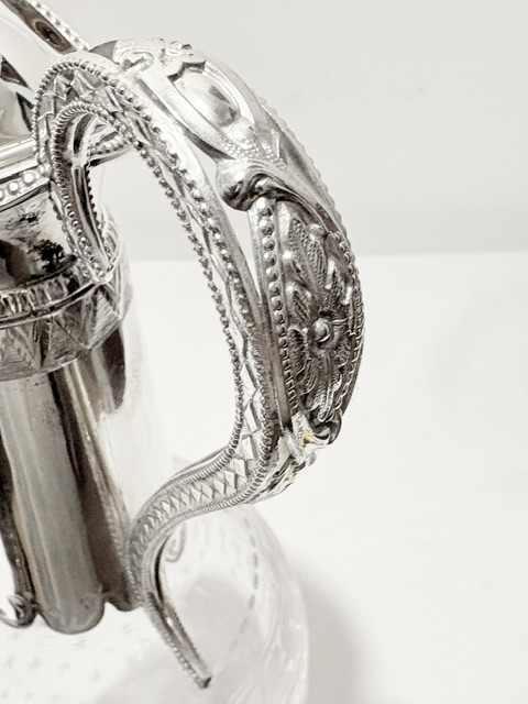 Antique Silver Plated and Etched Glass Claret Jug