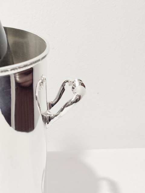 Silver Plated Wine Bottle Sleeve or Coaster with Simple Side Handles