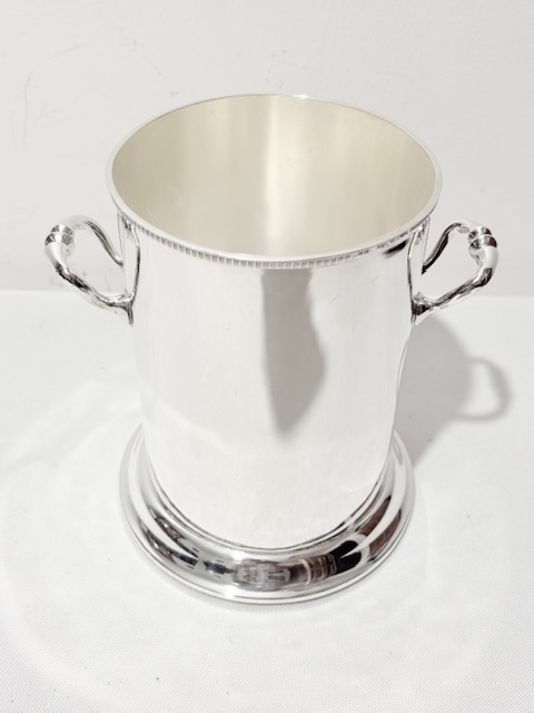 Silver Plated Wine Bottle Sleeve or Coaster with Simple Side Handles