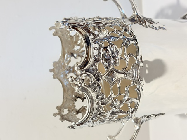 Antique Silver Plated Wine Bottle Coaster with Side Handles